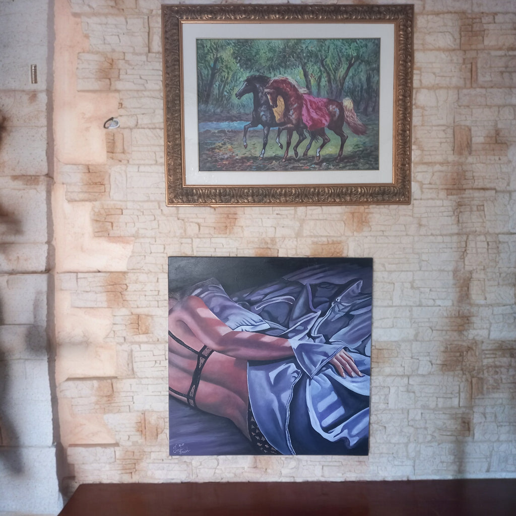 Between Fabrics - Oil on Canvas by Inma Escrich