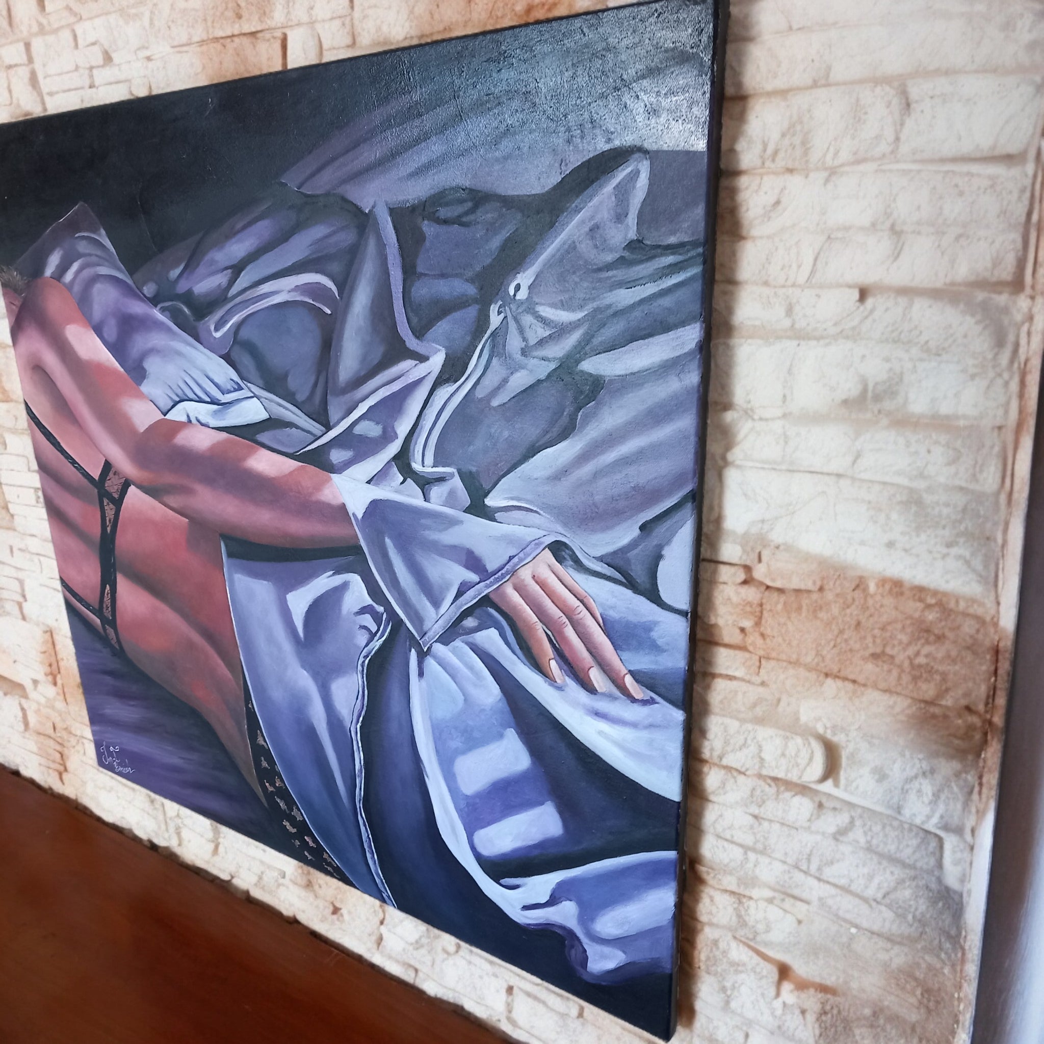 Between Fabrics - Oil on Canvas by Inma Escrich