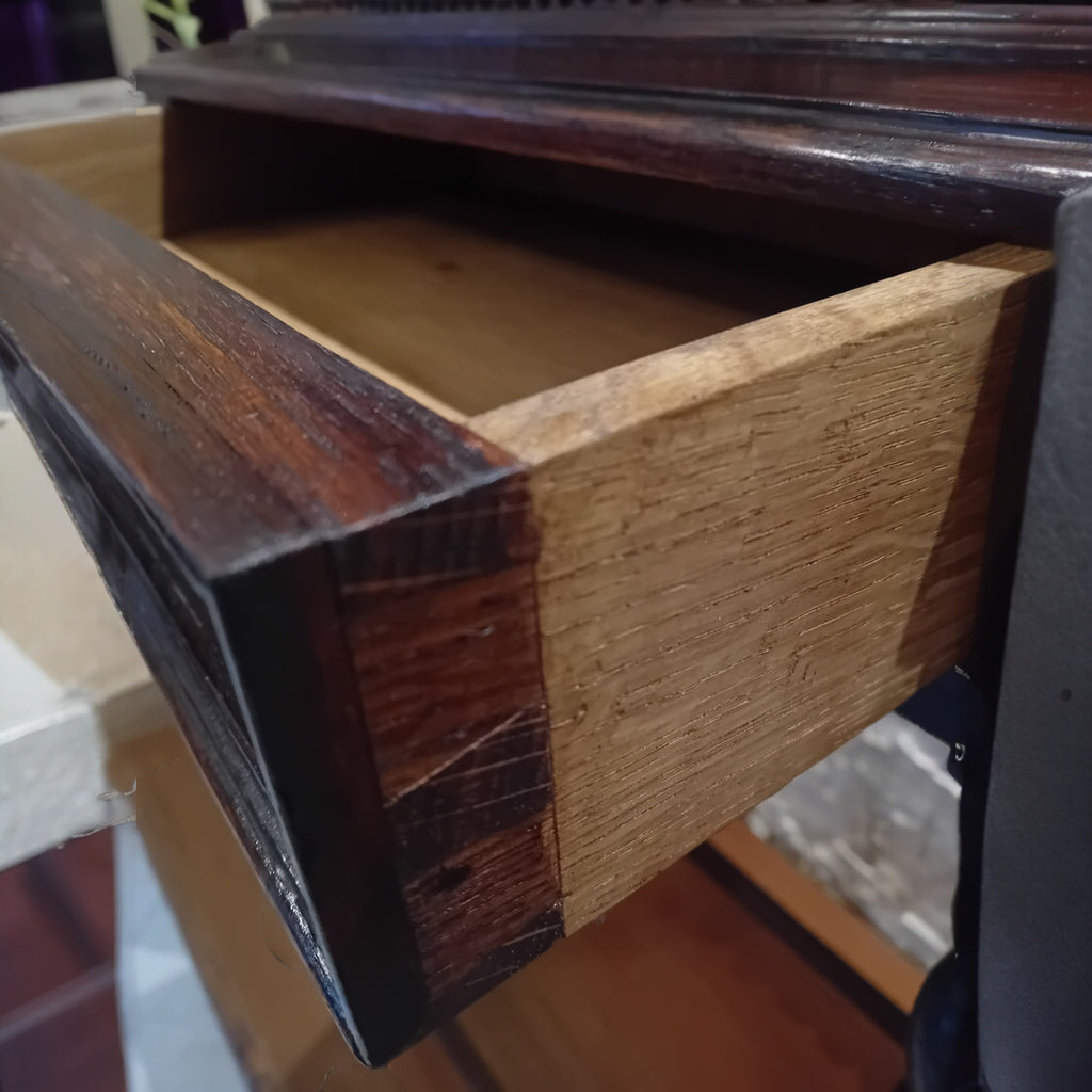 Antico Cassettone Barocco Olandese - Cassa in Pelle con Inserti in Metallo (metà '800)