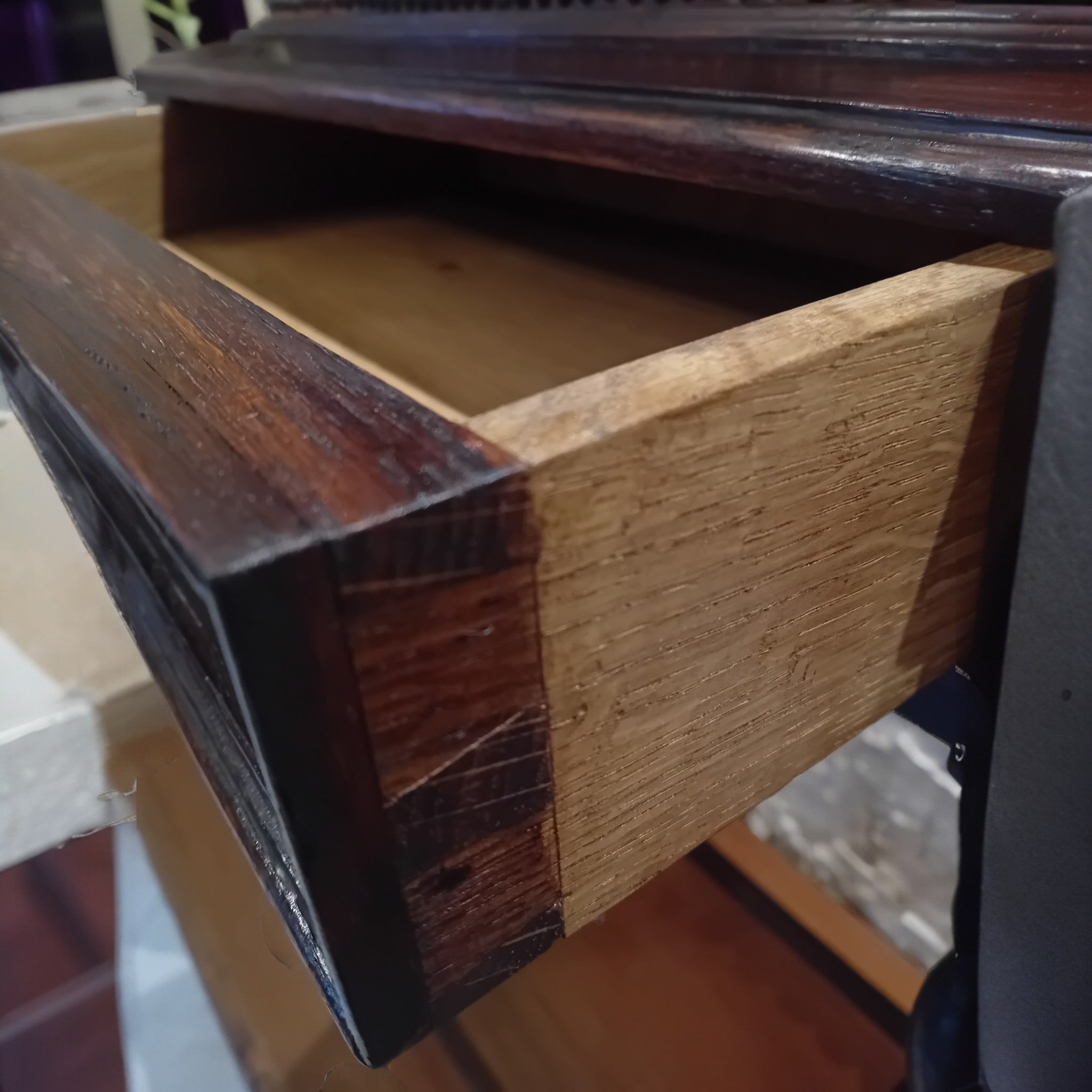 Antico Cassettone Barocco Olandese - Cassa in Pelle con Inserti in Metallo (metà '800)