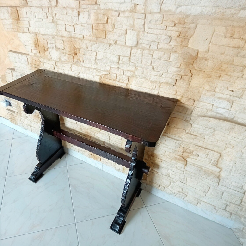 Tavolino di Servizio in Legno Intagliato – Stile Rustico, Italia, Anni 1950-1960