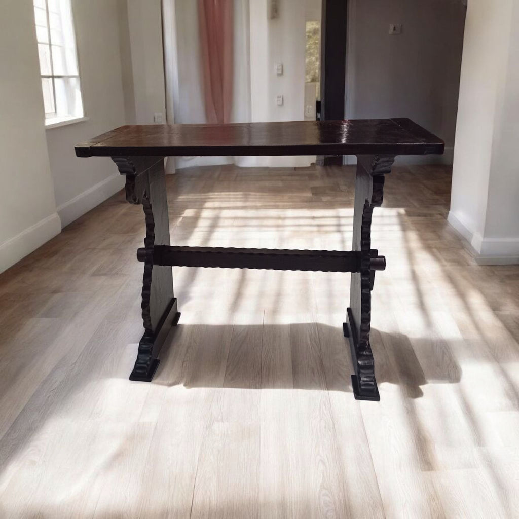 Tavolino di Servizio in Legno Intagliato – Stile Rustico, Italia, Anni 1950-1960