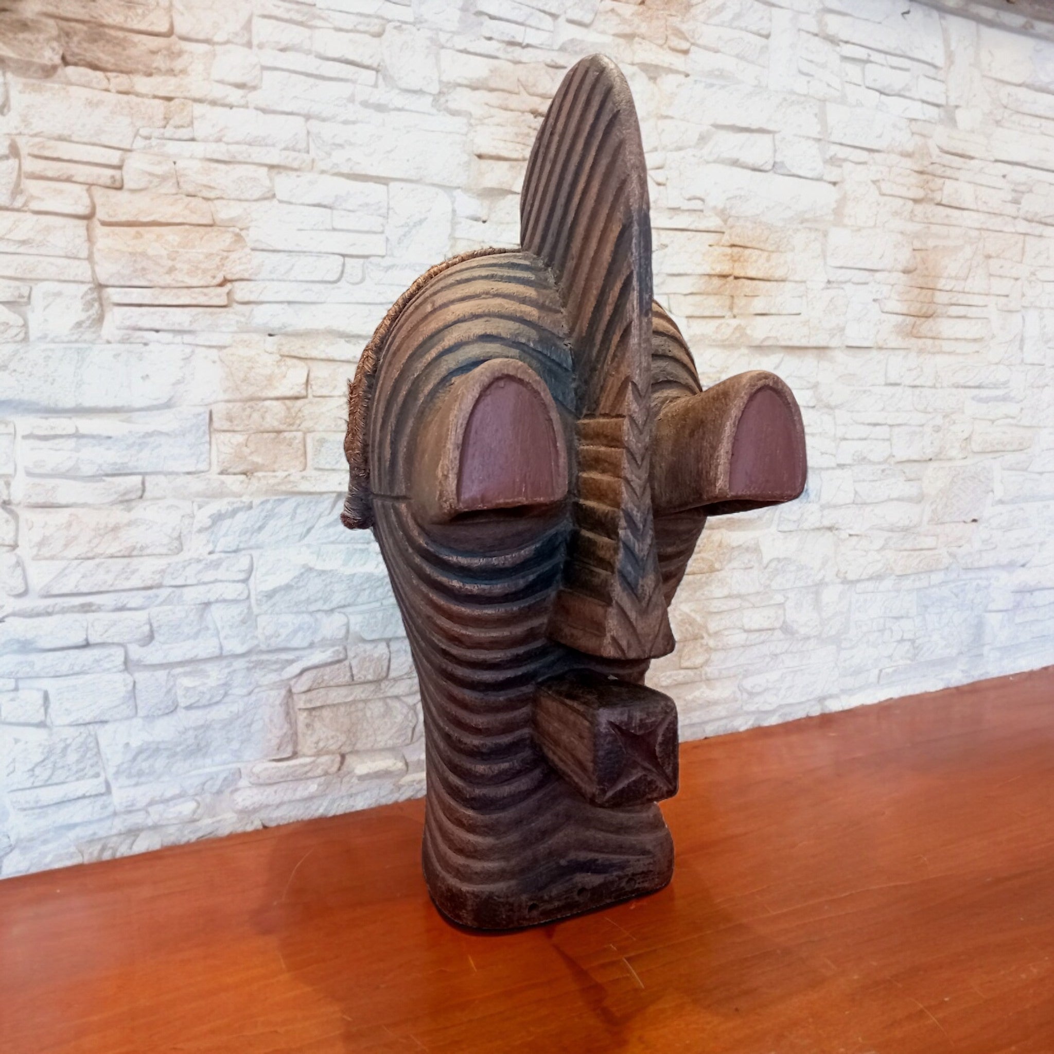 Maschera Songye Originale in Legno – Repubblica Democratica del Congo, 60 cm