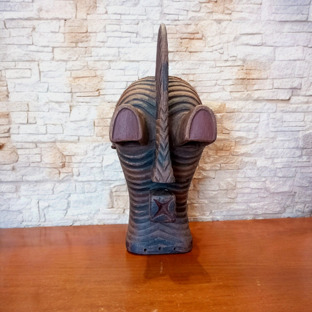Maschera Songye Originale in Legno – Repubblica Democratica del Congo, 60 cm