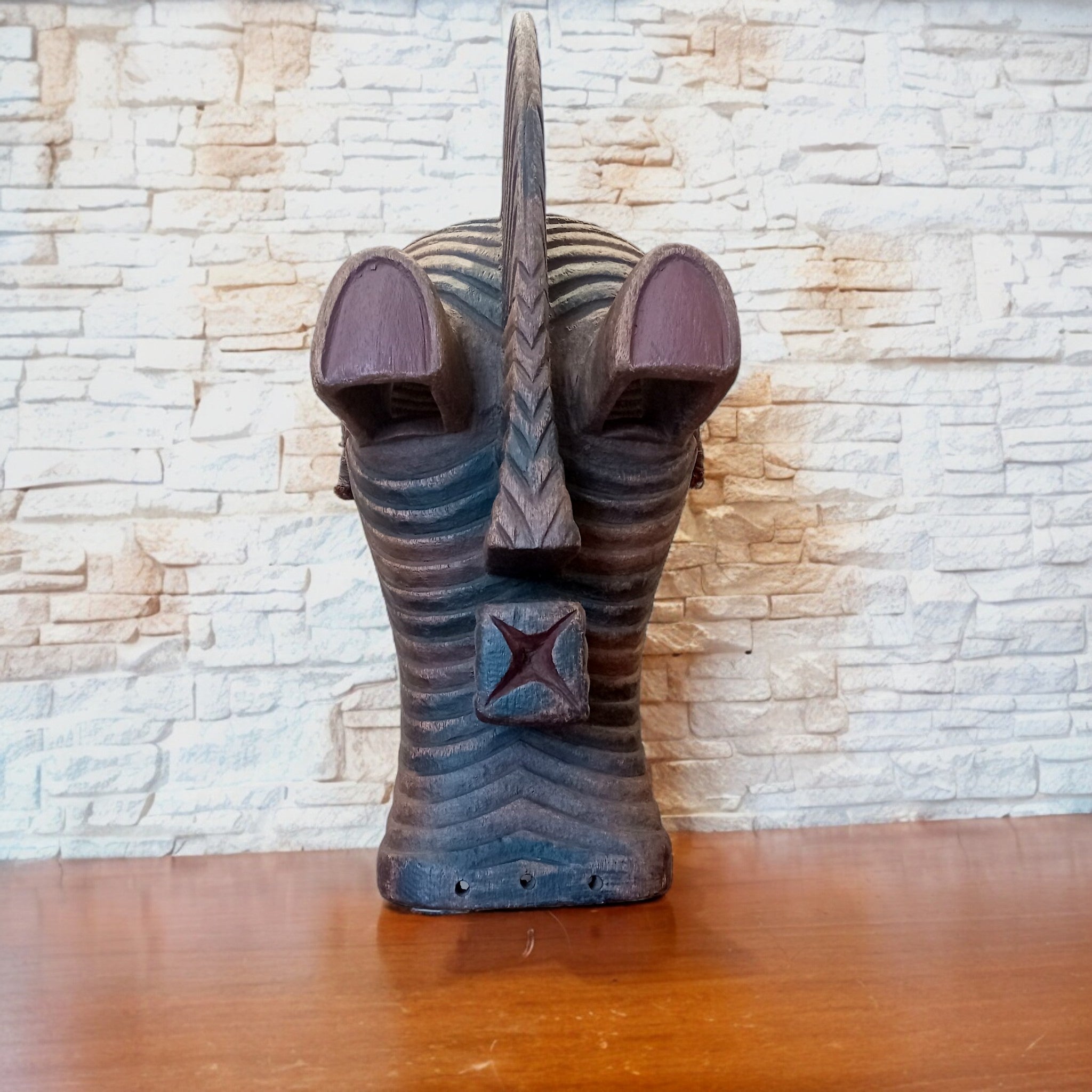 Maschera Songye Originale in Legno – Repubblica Democratica del Congo, 60 cm