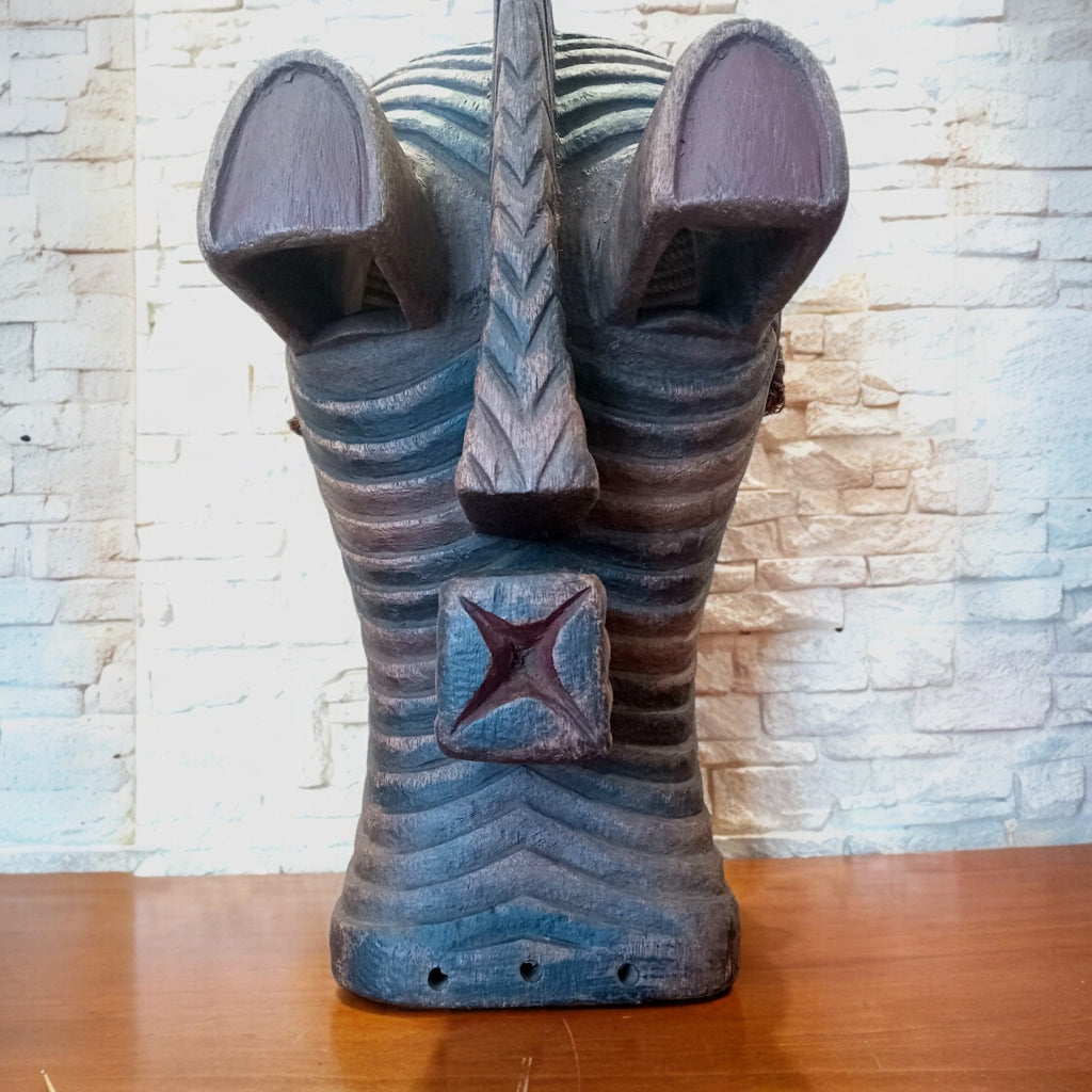 Maschera Songye Originale in Legno – Repubblica Democratica del Congo, 60 cm