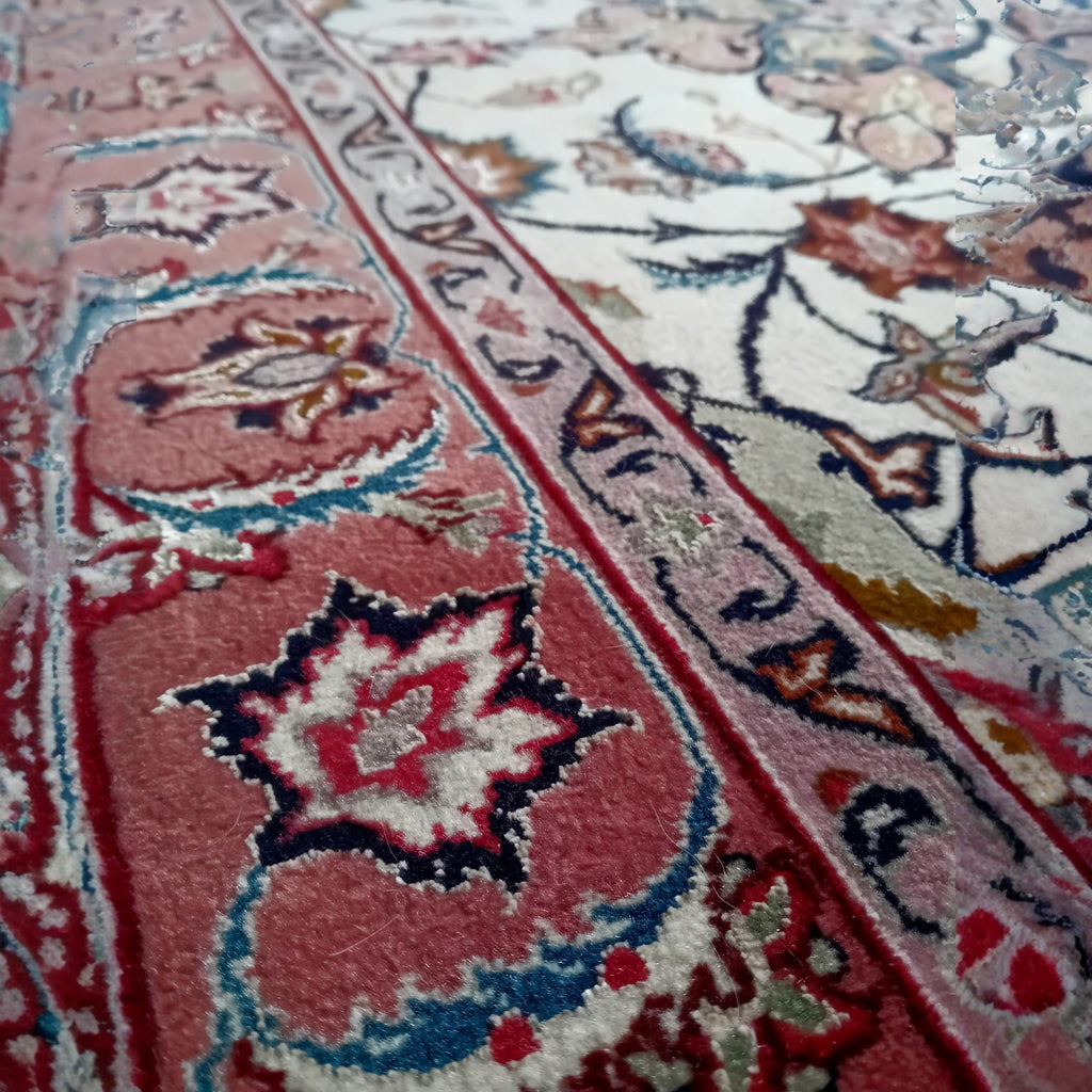 Tappeto Persiano Tabriz 60 Raj – Lana Extrafine e Seta, Annodato a Mano, Iran, 1970-1980