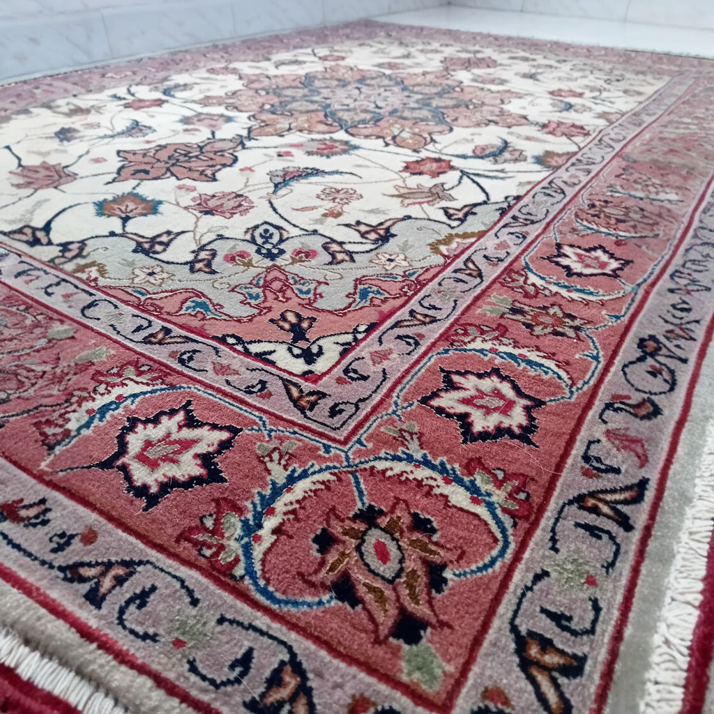 Tappeto Persiano Tabriz 60 Raj – Lana Extrafine e Seta, Annodato a Mano, Iran, 1970-1980
